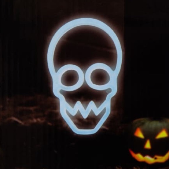 BNIB- Battery Operated- Halloween Skull- 💀 Neon Light YARD STAKE w/ Timer - Picture 5 of 7
